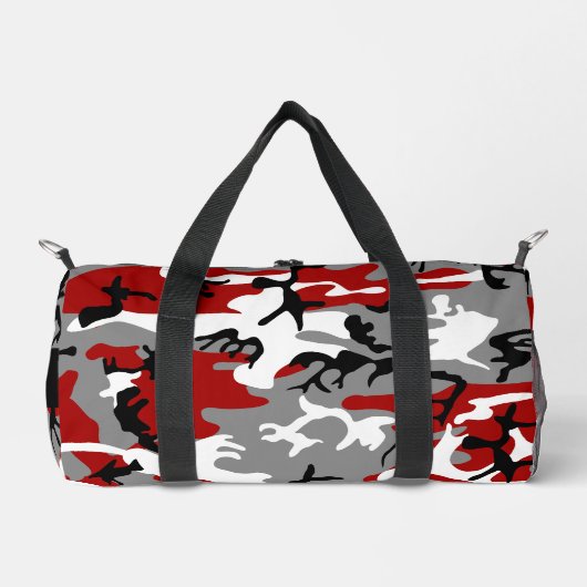 Rood en grijs Camouflage Jouw naam Personaliseren Plunjezak (Voorkant)