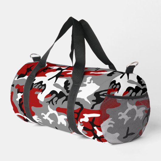 Rood en grijs Camouflage Jouw naam Personaliseren Plunjezak (Rechterhoek)