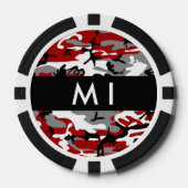 Rood en grijs Camouflage Jouw naam Personaliseren Poker Chips (Voorkant)