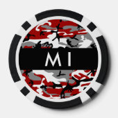 Rood en grijs Camouflage Jouw naam Personaliseren Poker Chips (Achterkant)