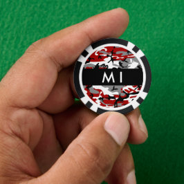 Rood en grijs Camouflage Jouw naam Personaliseren Poker Chips