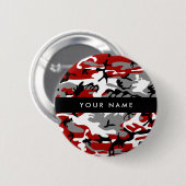 Rood en grijs Camouflage Jouw naam Personaliseren Ronde Button 5,7 Cm (Voorkant /achterkant)