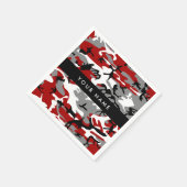 Rood en grijs Camouflage Jouw naam Personaliseren Servet (Hoek)
