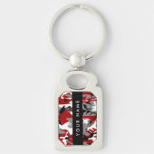 Rood en grijs Camouflage Jouw naam Personaliseren Sleutelhanger (Voorkant)