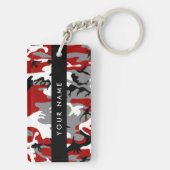 Rood en grijs Camouflage Jouw naam Personaliseren Sleutelhanger (achterkant)