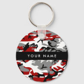 Rood en grijs Camouflage Jouw naam Personaliseren Sleutelhanger (Voorkant)