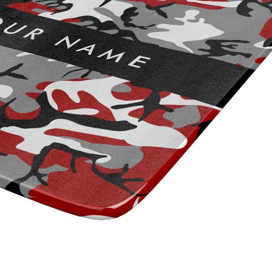 Rood en grijs Camouflage Jouw naam Personaliseren Snijplank (Hoek)
