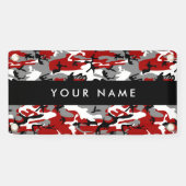 Rood en grijs Camouflage Jouw naam Personaliseren Spandoek (Horizontaal)