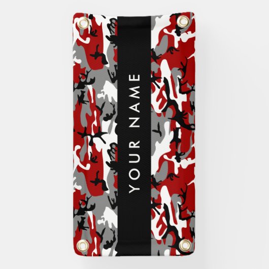 Rood en grijs Camouflage Jouw naam Personaliseren Spandoek (Verticaal)