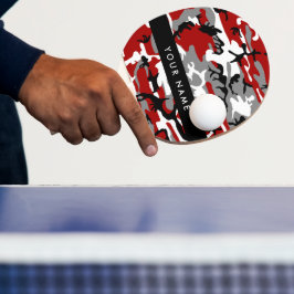 Rood en grijs Camouflage Jouw naam Personaliseren Tafeltennisbatje