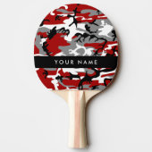 Rood en grijs Camouflage Jouw naam Personaliseren Tafeltennisbatje (Achterkant)