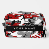 Rood en grijs Camouflage Jouw naam Personaliseren Toilettasje (Voorkant)