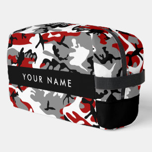 Rood en grijs Camouflage Jouw naam Personaliseren Toilettasje
