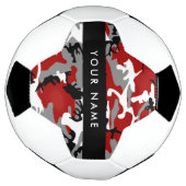 Rood en grijs Camouflage Jouw naam Personaliseren Voetbal (Gedraaid)