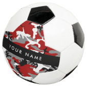 Rood en grijs Camouflage Jouw naam Personaliseren Voetbal (Drie kwart)