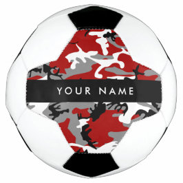 Rood en grijs Camouflage Jouw naam Personaliseren Voetbal