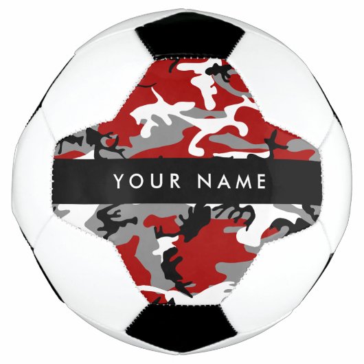 Rood en grijs Camouflage Jouw naam Personaliseren Voetbal (Voorkant)