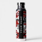 Rood en grijs Camouflage Jouw naam Personaliseren Waterfles (Links)