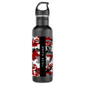 Rood en grijs Camouflage Jouw naam Personaliseren Waterfles (Voorkant)
