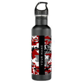 Rood en grijs Camouflage Jouw naam Personaliseren Waterfles