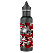 Rood en grijs Camouflage Jouw naam Personaliseren Waterfles (Rechts)