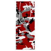 Rood en grijs Camouflage Jouw naam Personaliseren Wijn Cadeautas (Achterkant)