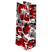 Rood en grijs Camouflage Jouw naam Personaliseren Wijn Cadeautas (Achterkant Gekanteld)
