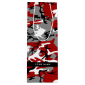 Rood en grijs Camouflage Jouw naam Personaliseren Wijn Cadeautas (Voorkant)
