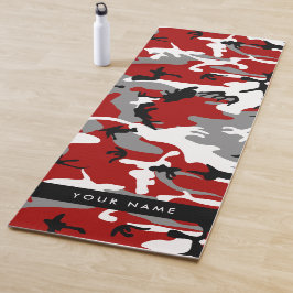Rood en grijs Camouflage Jouw naam Personaliseren Yogamat