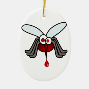 Rood en grijs Cartoon Muggen met druppel bloed Keramisch Ornament