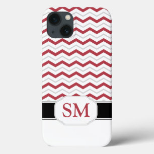 Rood en grijs Chevron Monogram iPad 2/3/4 Hoesje