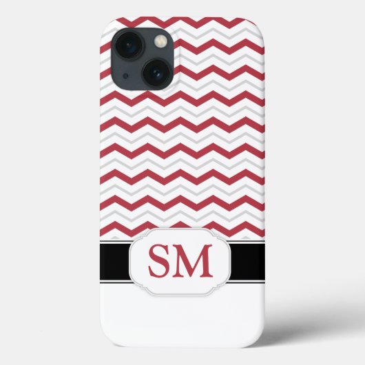 Rood en grijs Chevron Monogram iPad 2/3/4 Hoesje (Achterkant)