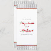Rood en Grijs Chevron Wedding Programma Programmakaart (Voorkant / Achterkant)