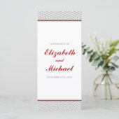Rood en Grijs Chevron Wedding Programma Programmakaart (Staand voorkant)