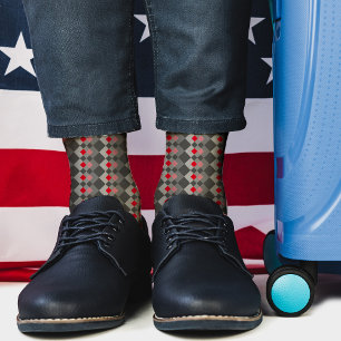 Rood- en grijs Chic Diamond Patroon, Abstract Trip Sokken