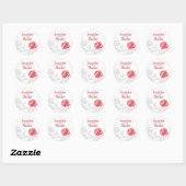Rood en grijs Damask Envelope Seal Ronde Sticker (Vel)