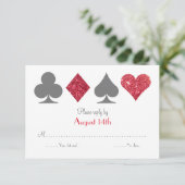 Rood en Grijs Destiny Las Vegas Faux Glitter RSVP (Staand voorkant)