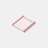 Rood en grijs diamantpatroon + aangepaste naam post-it® notes (Schuin)