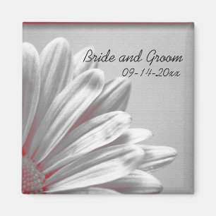 Rood en grijs Floral Highlights Wedding Magneet