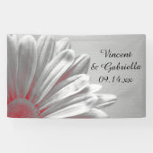 Rood en grijs Floral Highlights Wedding Spandoek (Horizontaal)