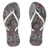 Rood en Grijs Geometrisch Abstract Teenslippers (Voetbed)