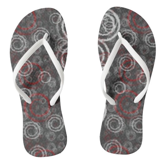 Rood en Grijs Geometrisch Abstract Teenslippers (Voetbed)