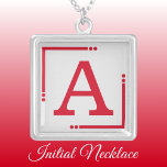 Rood en grijs gepersonaliseerd initiaal zilver vergulden ketting<br><div class="desc">Gepersonaliseerd ketting / hanger. Voeg je initiaal toe. Kleurenschema: rood en grijs</div>