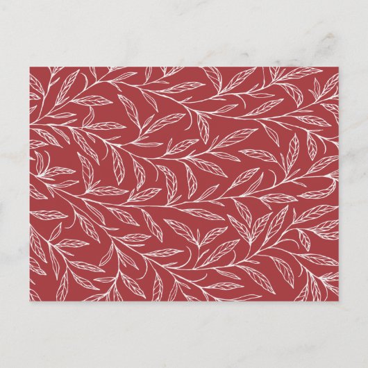 Rood en grijs handgetekend botanisch Wreath Weddin Uitnodiging Briefkaart (Achterkant)