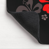 Rood en grijs Hibiscus Muismat (Hoek)