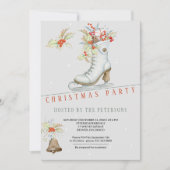 Rood en grijs | IJs-Schaats en kerstcadeaus Kaart (Voorkant)