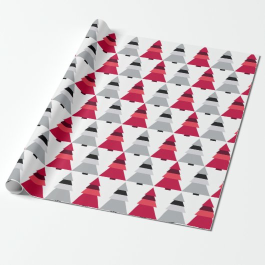 Rood en grijs kerstcadeaupapier cadeaupapier (Uitgerold)