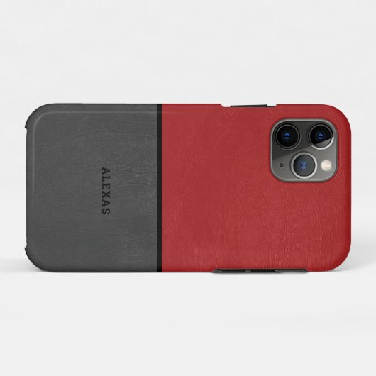 Rood en grijs kunstleder Case-Mate iPhone case (Achterkant (horizontaal))