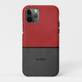 Rood en grijs kunstleder Case-Mate iPhone case (Achterkant)