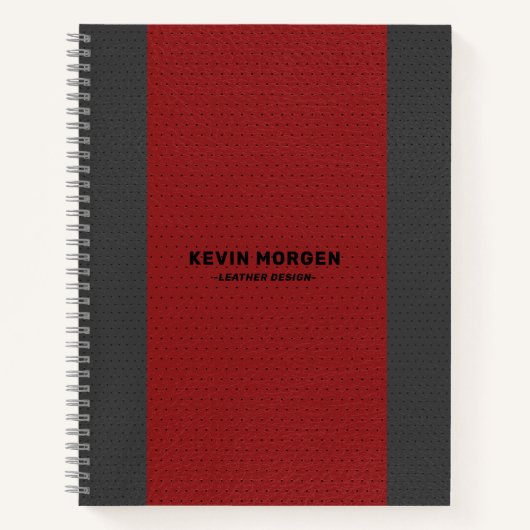 Rood en grijs kunstleder notitieboek (Voorkant)